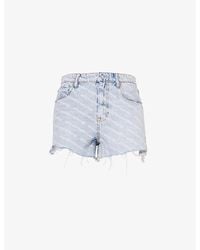 Alexander Wang - Bite Brand-print Mid-rise Denim Shorts - Lyst