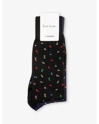 Paul Smith - Letter-pattern Pack Of Two Cotton-blend Socks - Lyst