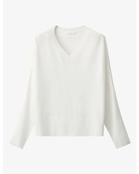 The White Company - V-Neck Wool-Blend Jumper - Lyst