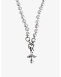 Vivienne Westwood - Aleksa Orb-pendant Ruthenium-plated Brass And Pearl Necklace - Lyst