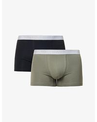 Hanro - Branded-waistband Mid-rise Pack Of Two Stretch-cotton Trunk - Lyst