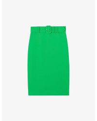 LK Bennett - Tabitha Belted-waist High-rise Crepe Pencil Skirt - Lyst