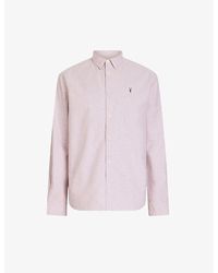AllSaints - Childers Ramskull-embroidered Regular-fit Stretch-organic Cotton Shirt - Lyst