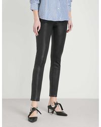 PAIGE - Hoxton Ankle Ultra-skinny High-rise Coated Stretch-denim Jeans - Lyst