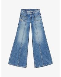DIESEL - D-akii Panelled Flared-leg Mid-rise Denim-blend Jeans - Lyst