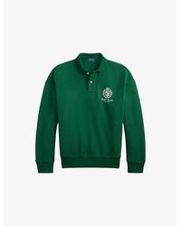 Polo Ralph Lauren - Crest-Print Polo-Collar Cotton-Blend Sweatshirt - Lyst