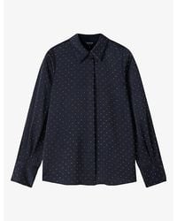 Whistles - Embellished-Rhinestones Hammered Satin Shirt - Lyst