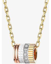 Boucheron - Quatre White Edition 18ct Yellow, White And Rose-gold, Ceramic And 0.17ct Diamond Pendant Necklace - Lyst