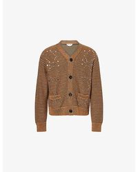 Marni - Studded Striped Wool-Blend Cardigan - Lyst