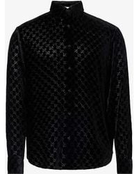 Gucci - Monogrammed Semi-sheer Regular-fit Velvet Silk-blend Shirt - Lyst
