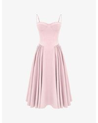 House Of Cb - Samaria Corseted Woven Midi Dress - Lyst