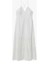 Reiss - Tate Broderie-embroidered Cotton Maxi Dress - Lyst