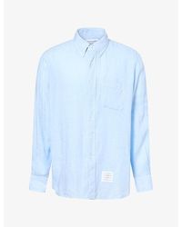 Thom Browne - Brand-Patch Linen Shirt - Lyst