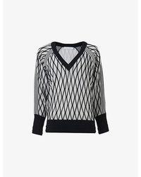 eem - Argyle-Mesh Textured Knitted Jumper - Lyst