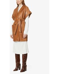 Max Mara Navata Belted Leather Jacket - Multicolour