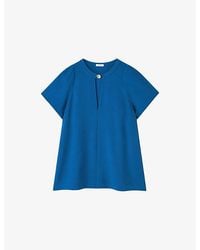 JOSEPH - Donna Button-Neck Crepe Blouse - Lyst