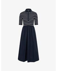 ME+EM - Polo-Collar Striped Stretch-Cotton Maxi Dress - Lyst