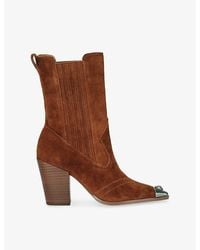 Kurt Geiger - Regent Western Heeled Suede Ankle Boots - Lyst