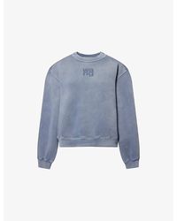 Alexander Wang - Crewneck Logo-Embroidered Cotton-Blend Sweatshirt - Lyst
