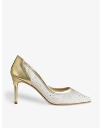 LK Bennett - Liberty Crystal-embellished Mesh And Leather Heeled Courts - Lyst