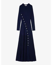 Sandro - Button-embellished Knitted Maxi Dress - Lyst