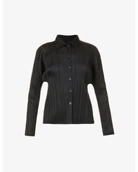 Pleats Please Issey Miyake - Pleated Collared Relaxed-fit Knitted Shirt - Lyst