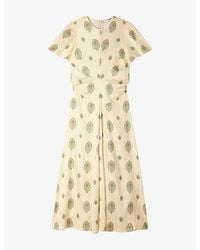 Sandro - Paisley-Print Short-Sleeve Woven Maxi Dress - Lyst