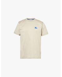 Burberry - Ekd-Embroidered Short-Sleeve Cotton-Jersey T-Shirt - Lyst