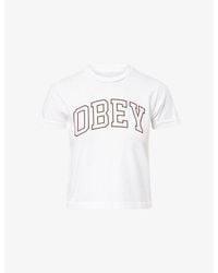 Obey - Collegiate Round-Neck Cotton-Jersey T-Shirt - Lyst