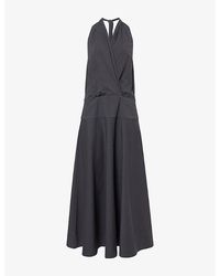 St. Agni - Halter-Neck Cotton-Blend Midi Dress - Lyst