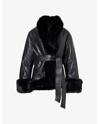 ROTATE BIRGER CHRISTENSEN - Shawl-Collar Belted Leather Jacket - Lyst