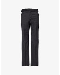 Tom Ford - Adjustable-Tab Unhemmed Straight-Leg Regular-Fit Wool Trousers - Lyst