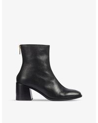 LK Bennett - Bla- Camila Front-Seam Leather Heeled Ankle Boots - Lyst