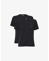 Emporio Armani - Logo-Print Pack Of Two Cotton-Jersey T-Shirts - Lyst