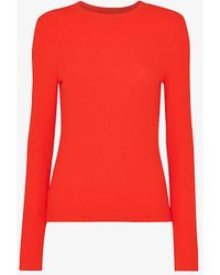 Whistles - Essential Crew-neck Ribbed Stretch-knit Jumper - Lyst