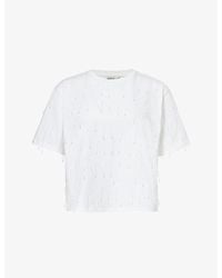 Jonathan Simkhai - Amaru Hardware-embellished Stretch-organic Cotton T-shirt - Lyst