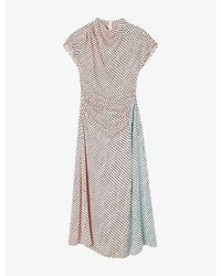 Whistles - Cowl-Neck Graphic-Print Woven Midi Dress - Lyst