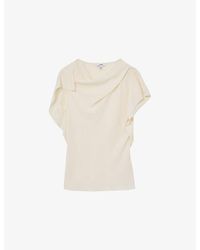 Reiss - Natalie Drape-Neck Woven Top - Lyst