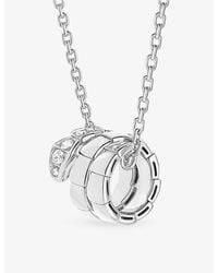 BVLGARI - Serpenti Viper 18Ct And 0.13Ct Diamond Pendant Necklace - Lyst