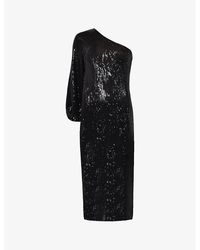 Ro&zo - Selena One-shoulder Sequin-embellished Stretch-woven Midi Dress - Lyst