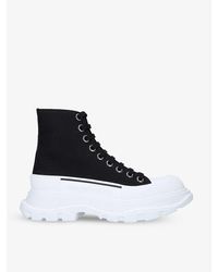Alexander McQueen - Tread Slick Cotton-canvas Ankle Boots - Lyst