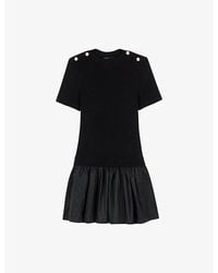 Maje - Short-Sleeve Taffeta-Knit Mini Dress - Lyst
