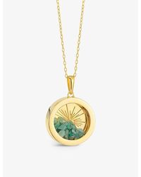 Rachel Jackson - Sunburst Amulet Medium 22ct Gold-plated Sterling Silver And Emerald Necklace - Lyst