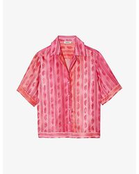 Sandro - Paisley-print Cropped Silk Shirt - Lyst