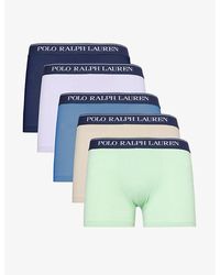 Polo Ralph Lauren - Logo-waistband Pack Of Five Stretch-cotton Trunk - Lyst