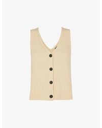 Whistles - Button-Front V-Neck Stretch-Cotton Tank - Lyst