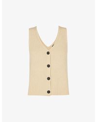 Whistles - Button-Front V-Neck Stretch-Cotton Tank - Lyst