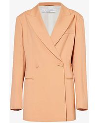 Another Tomorrow - Fluid Double-breasted Relaxed-fit Stretch-woven Blazer X - Lyst