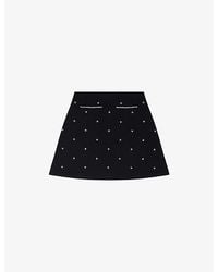 Sandro - Rhinestone-Embellished Knitted Mini Skirt - Lyst