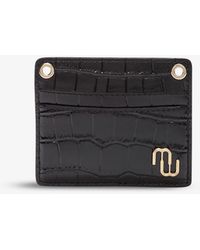 Maje Sibil Croc-embossed Leather Wallet-on-chain - Black